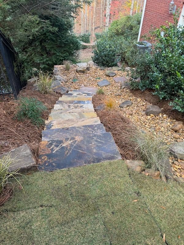 Flagstone Step Tread Staircase and Dry Creek Bed in Cumming GA image