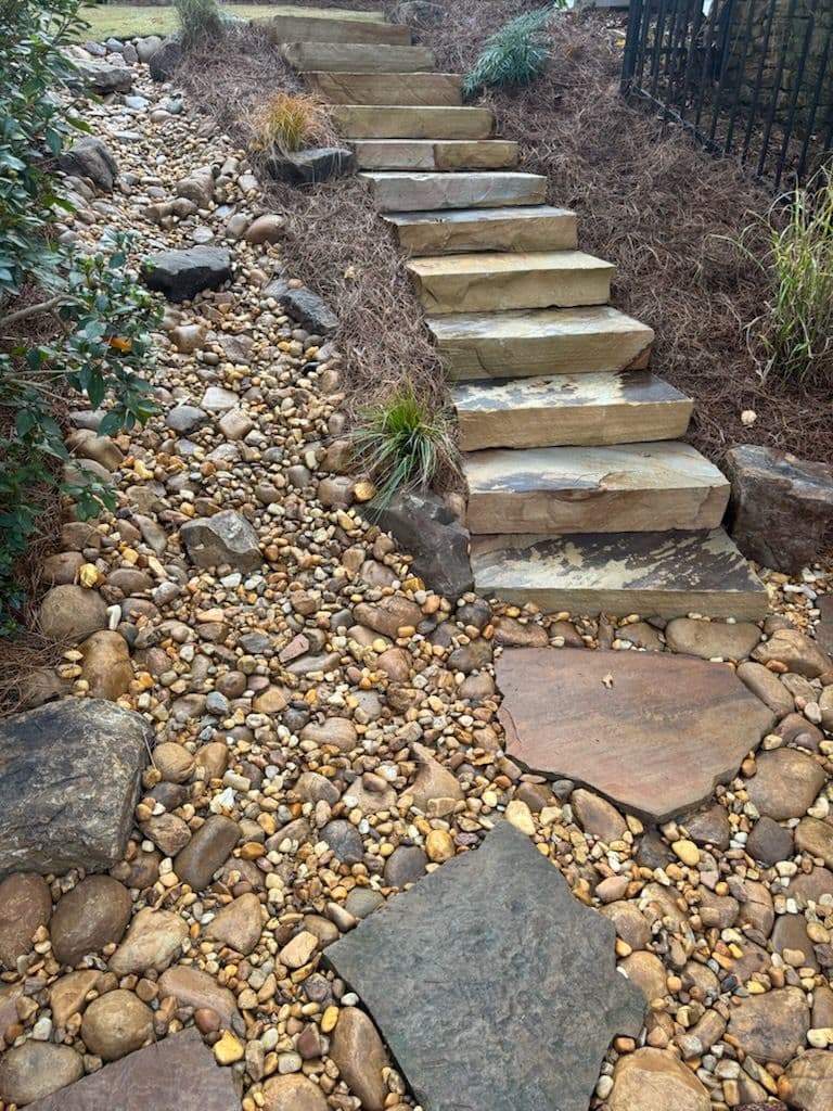 Gallery photos for Flagstone Step Tread Staircase and Dry Creek Bed in Cumming GA: Image #1